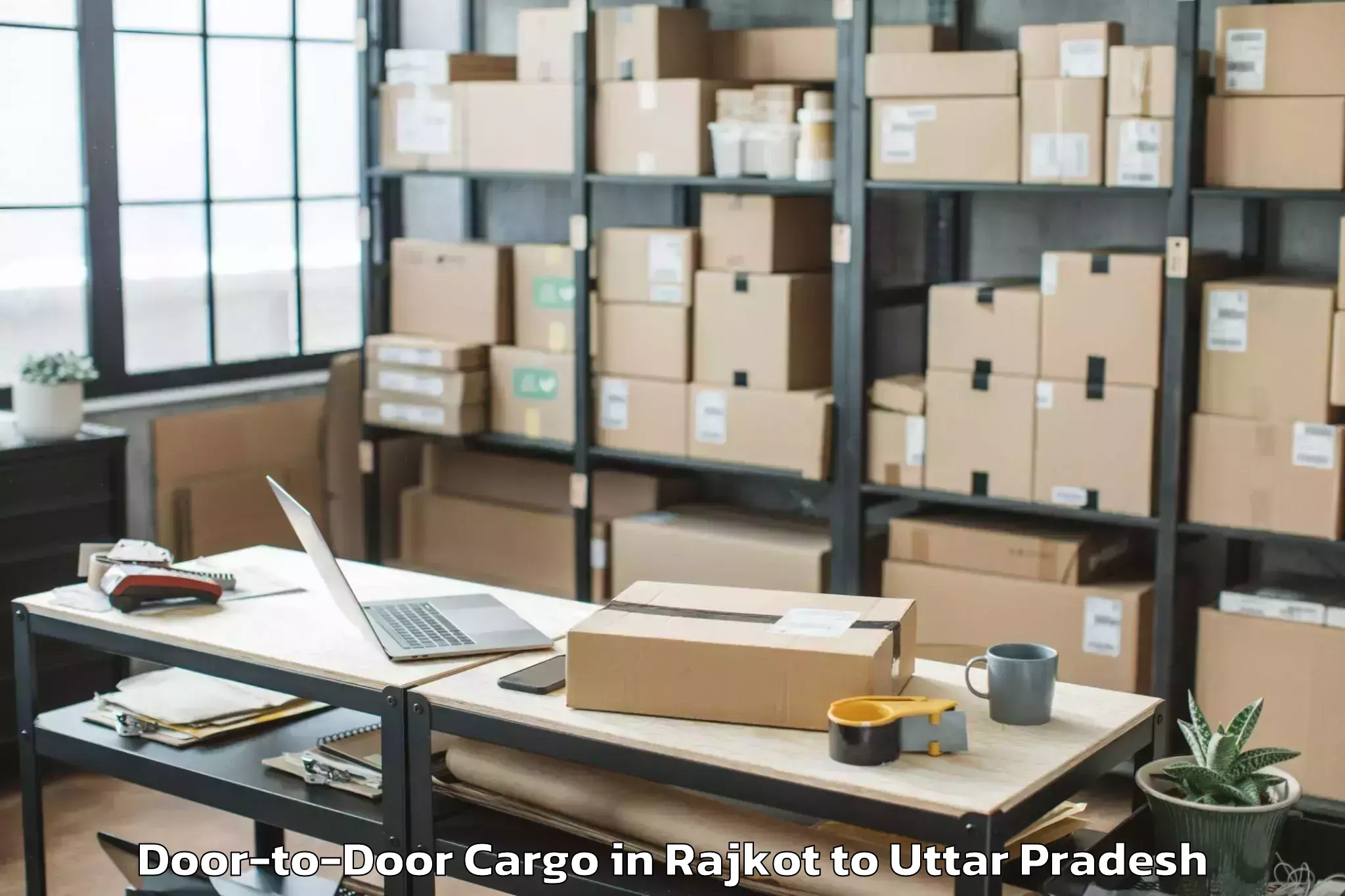 Top Rajkot to Monad University Hapur Door To Door Cargo Available